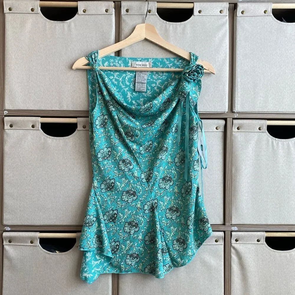 Y2k cowl neck paisley blouse NINE WEST